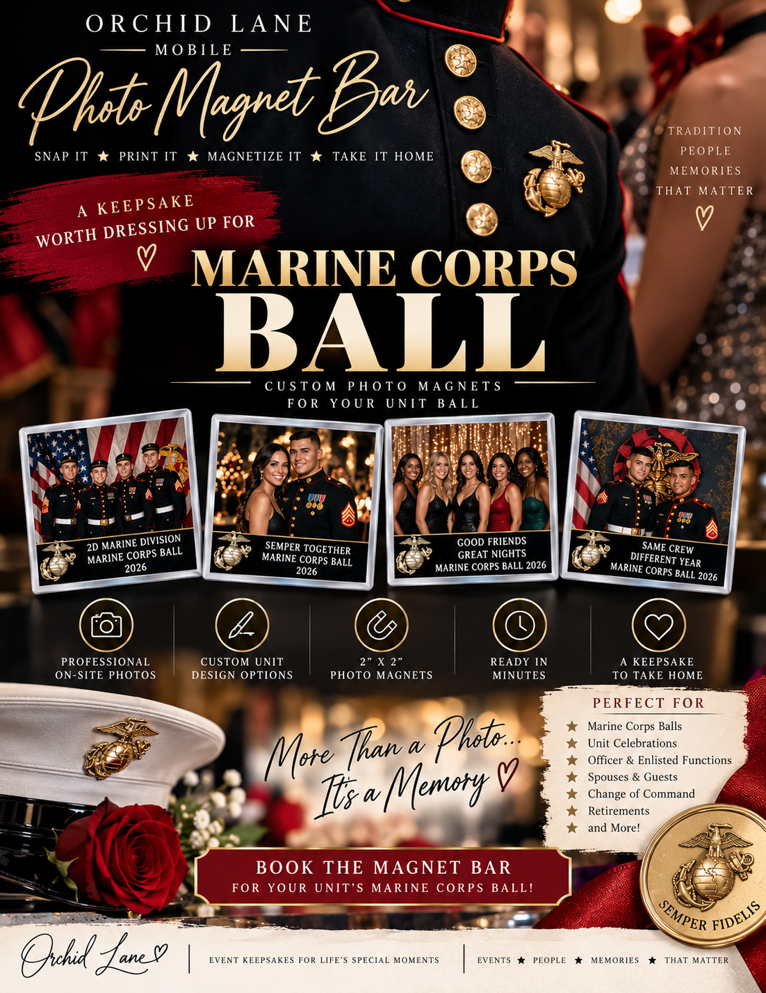 Marine Corps Ball custom photo magnet designs by Orchid Lane